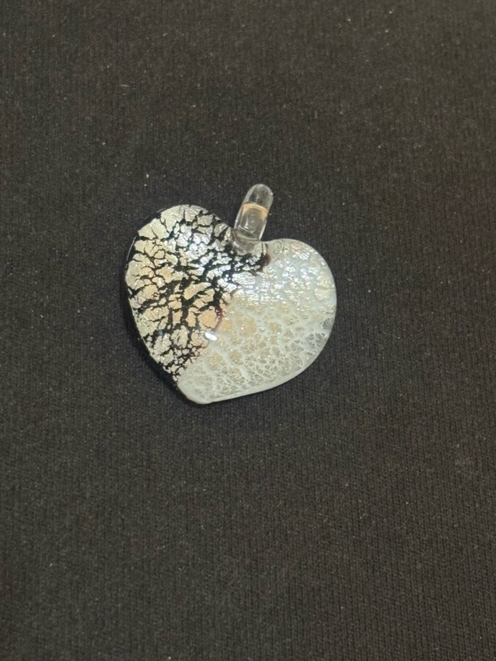 Antica Murrina Venezia Murano Glass Heart Pendant in Silver Black